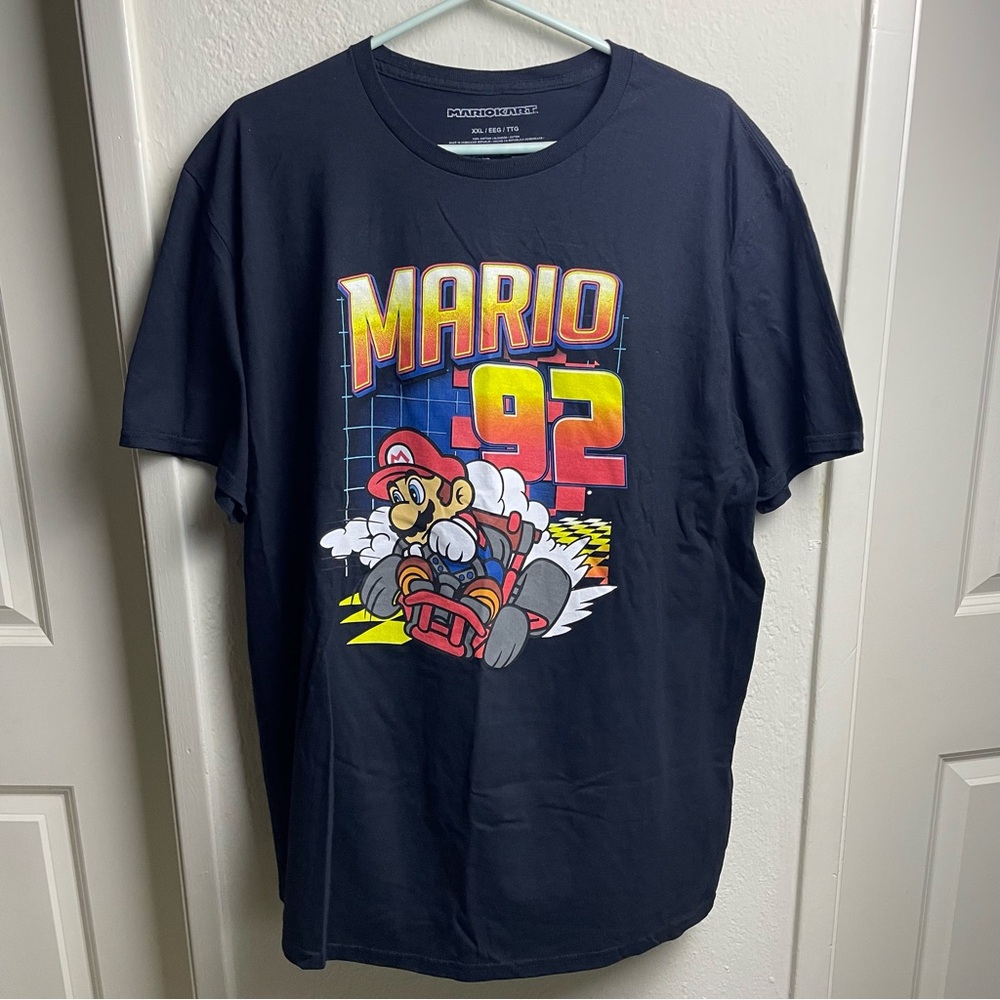Mario Kart 92 Graphic T-Shirt Men's Size XXL Black Nintendo Short Sleeve Shirt